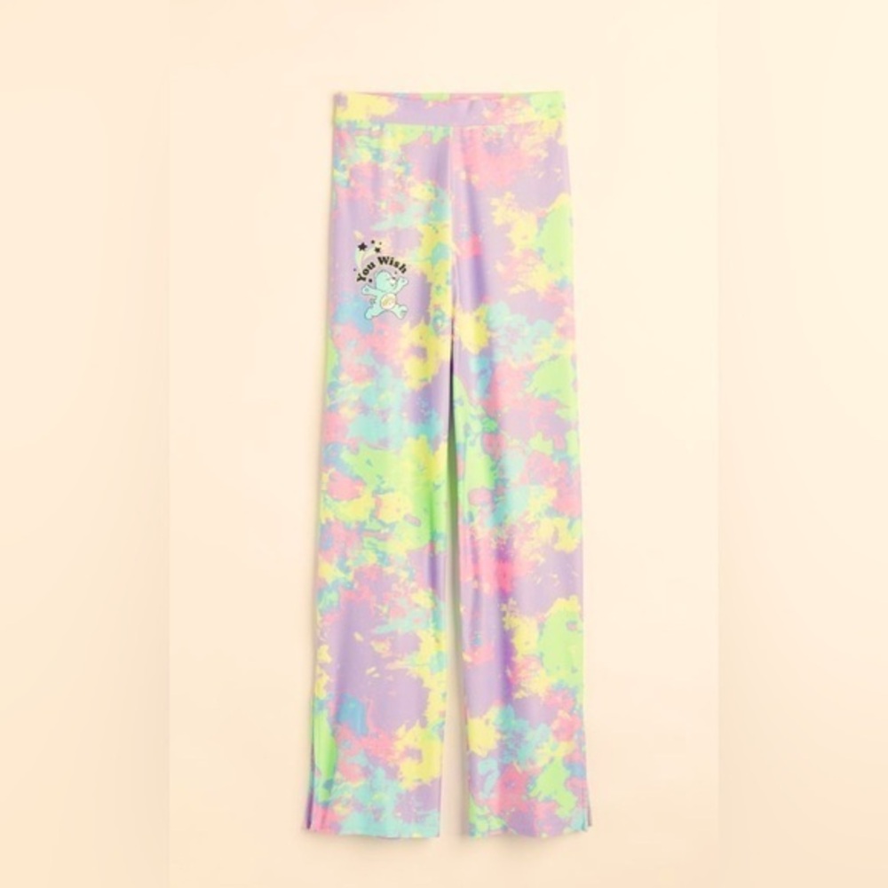 H&M & Care Bears stretch wide leg pants w/ multi  color & logo 🐻💛 NWT